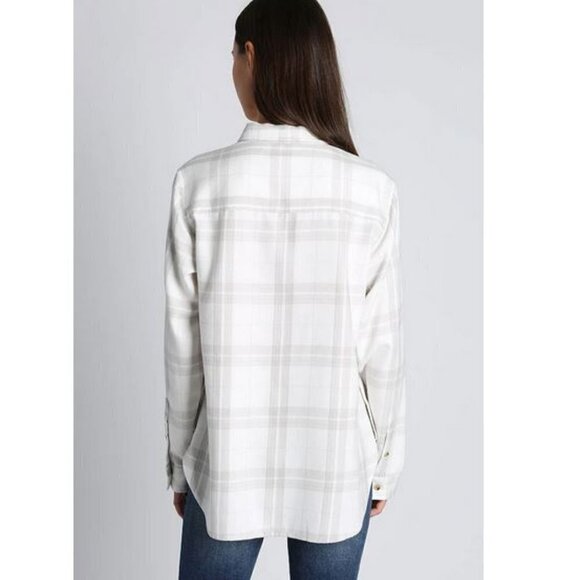 🥑NWT Jach’s New York Girlfriend Plaid Flannel Button Down Shirt JACHS GF Ivory - Picture 5 of 16